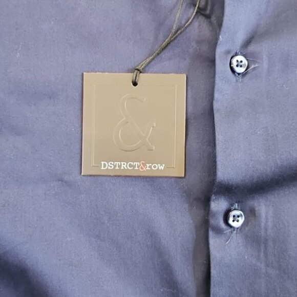 District & Row Slim Fit Button Front Shirt Men's Size Small in Navy Blue NWT! - Picture 4 of 13
